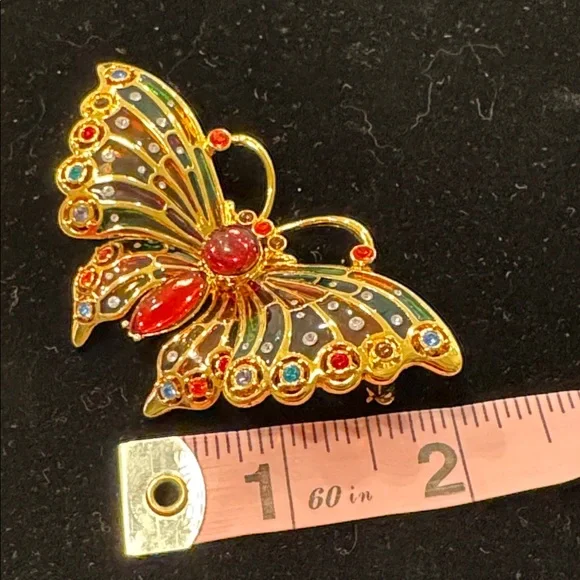 VINTAGE DESIGNER SIGNED JOAN RIVERS BUTTERFLY BROOCH SWAROWSKICRYSTALS RARE